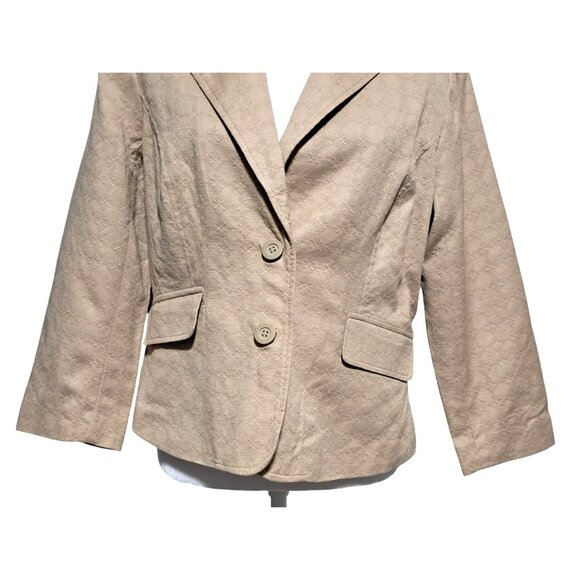 Vintage Merona Blazer Jacket Womens Size L Double Breasted NWT Tan 3/4 Sleeve - Picture 13 of 13